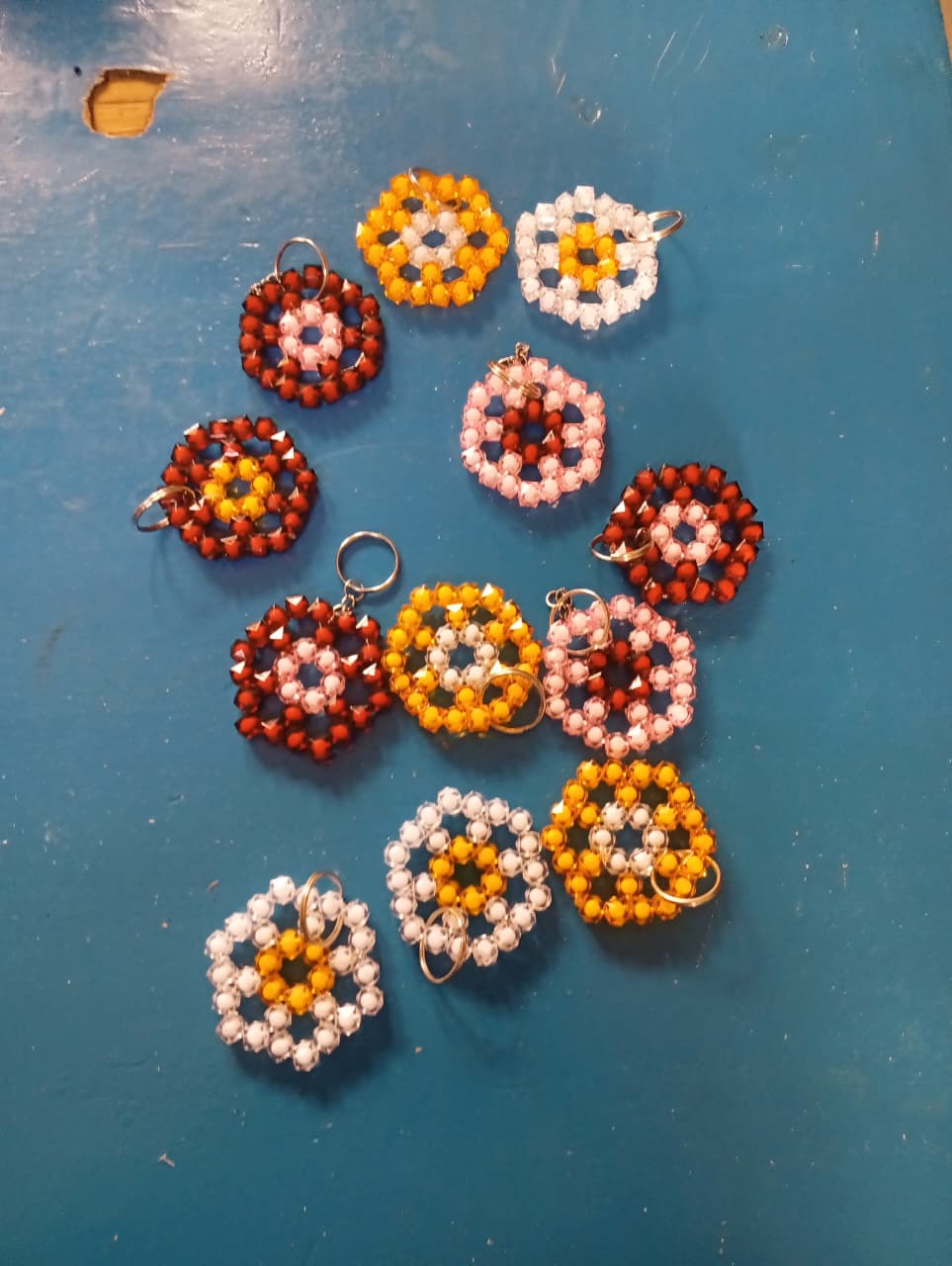 Handmade key holders by students